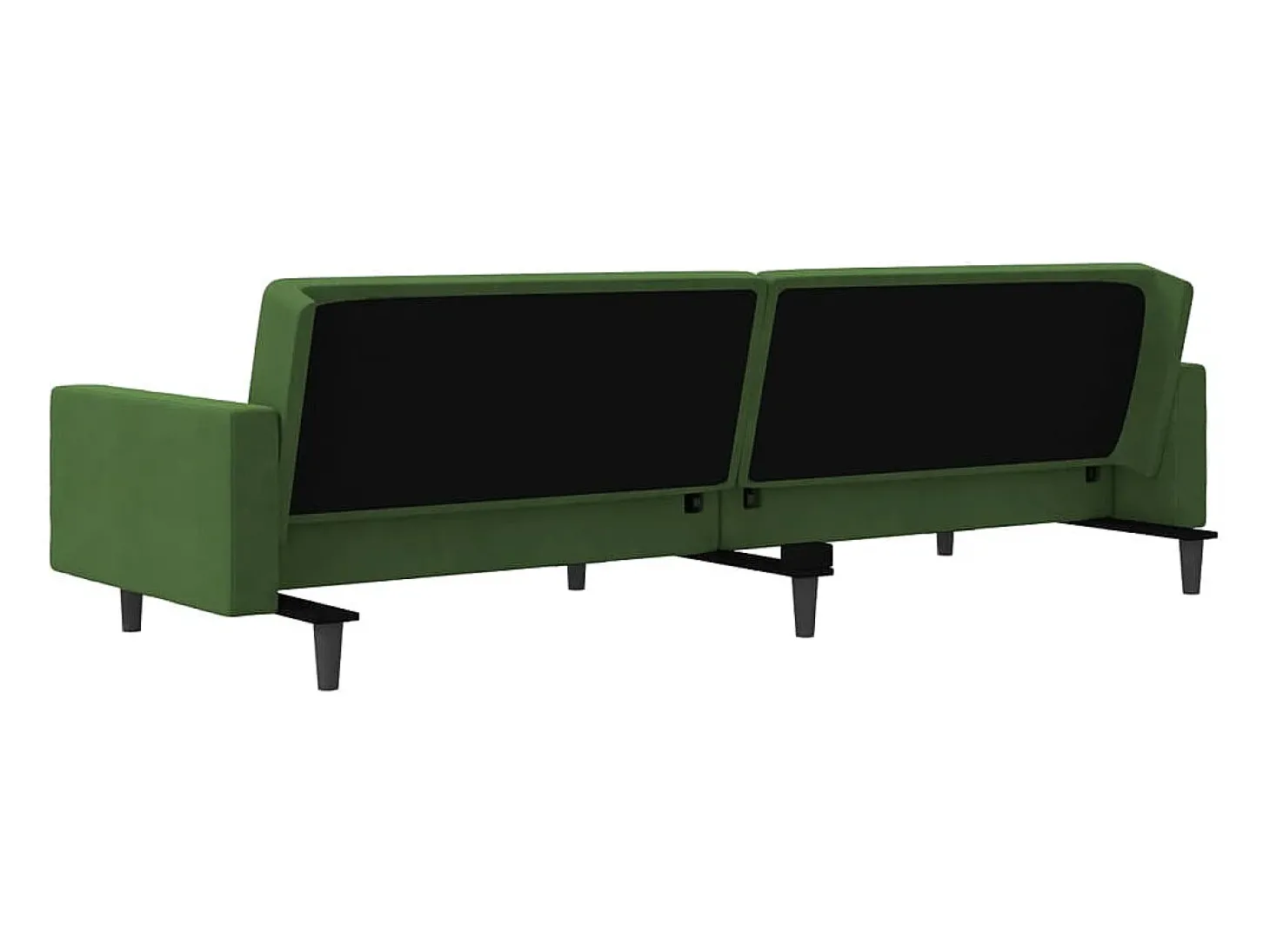Sofá-cama 2 lugares com duas almofadas veludo verde-escuro