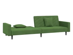 Sofá-cama 2 lugares com duas almofadas veludo verde-escuro