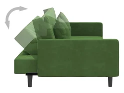 Sofá-cama 2 lugares com duas almofadas veludo verde-escuro