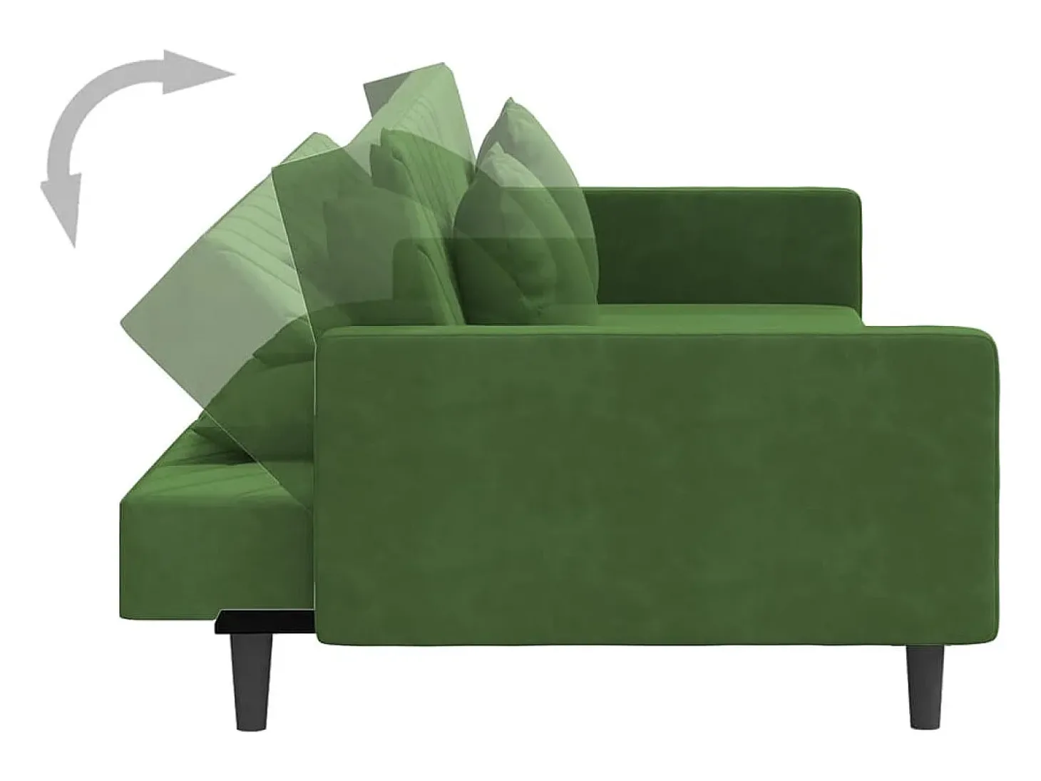 Sofá-cama 2 lugares com duas almofadas veludo verde-escuro