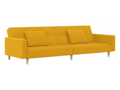 Sofá-cama 2 lugares com duas almofadas tecido amarelo