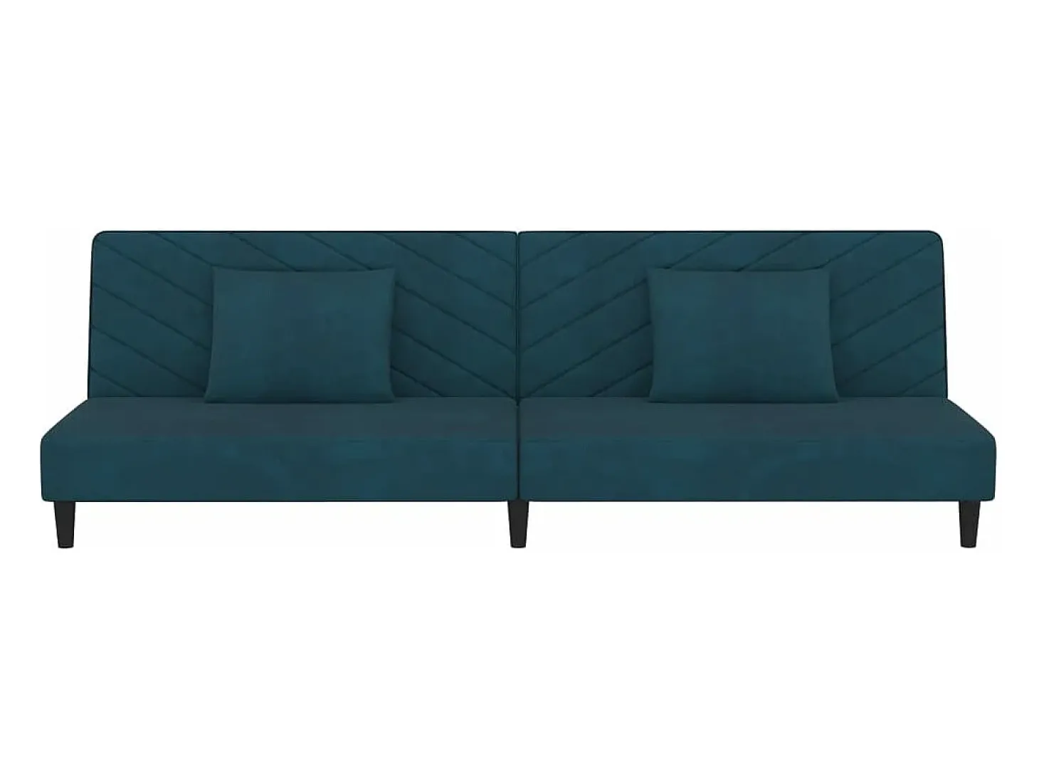 Sofá-cama 2 lugares com duas almofadas veludo azul PT605208