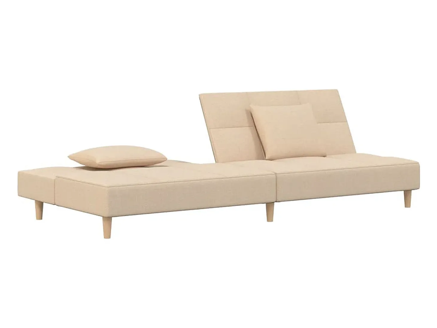 Sofá-cama 2 lugares com duas almofadas tecido cor creme PT527375