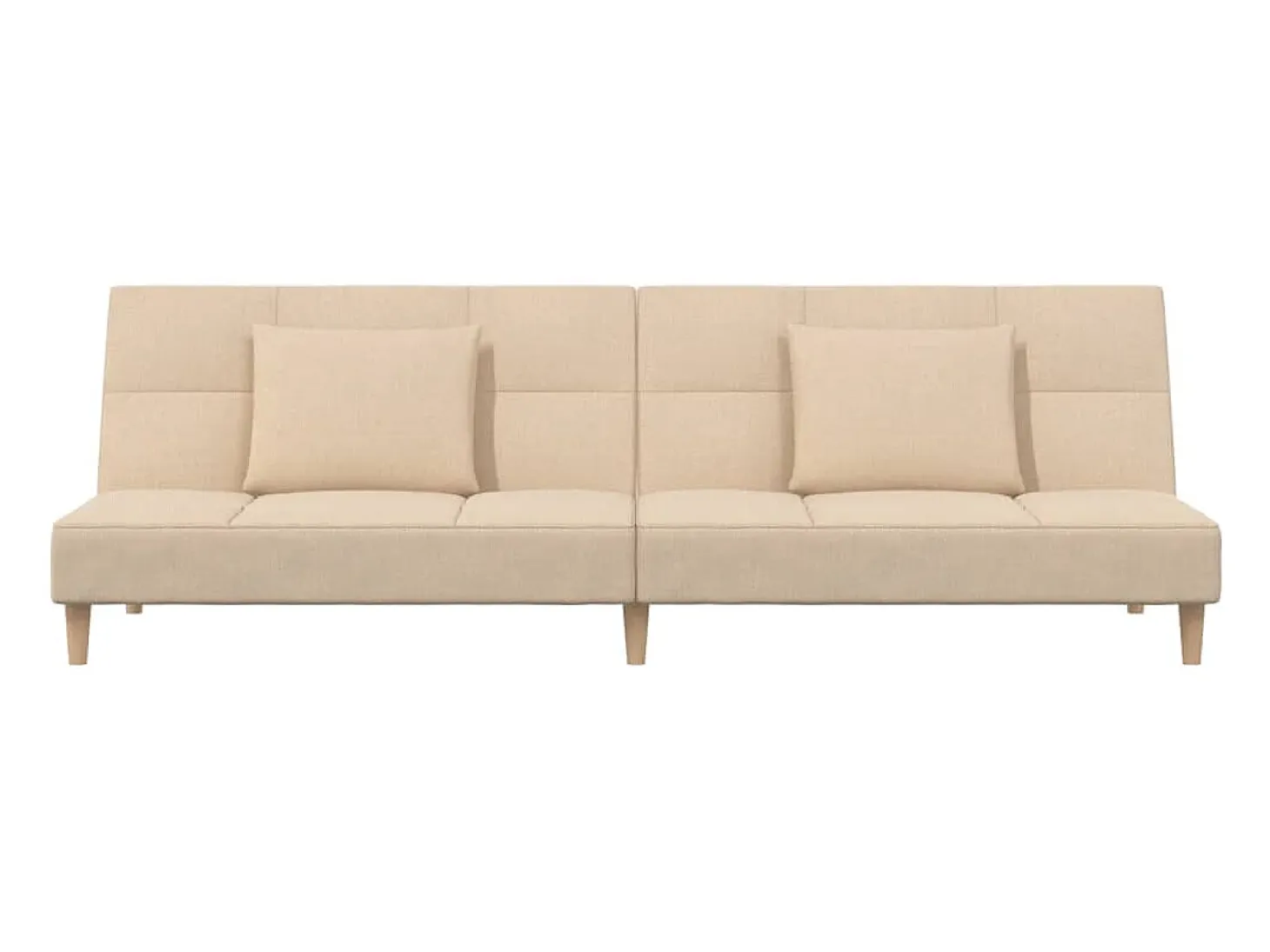 Sofá-cama 2 lugares com duas almofadas tecido cor creme PT527375