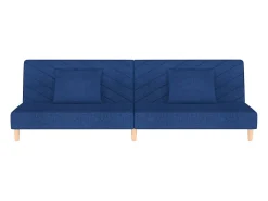 Sofá-cama 2 lugares com duas almofadas tecido azul PT562802