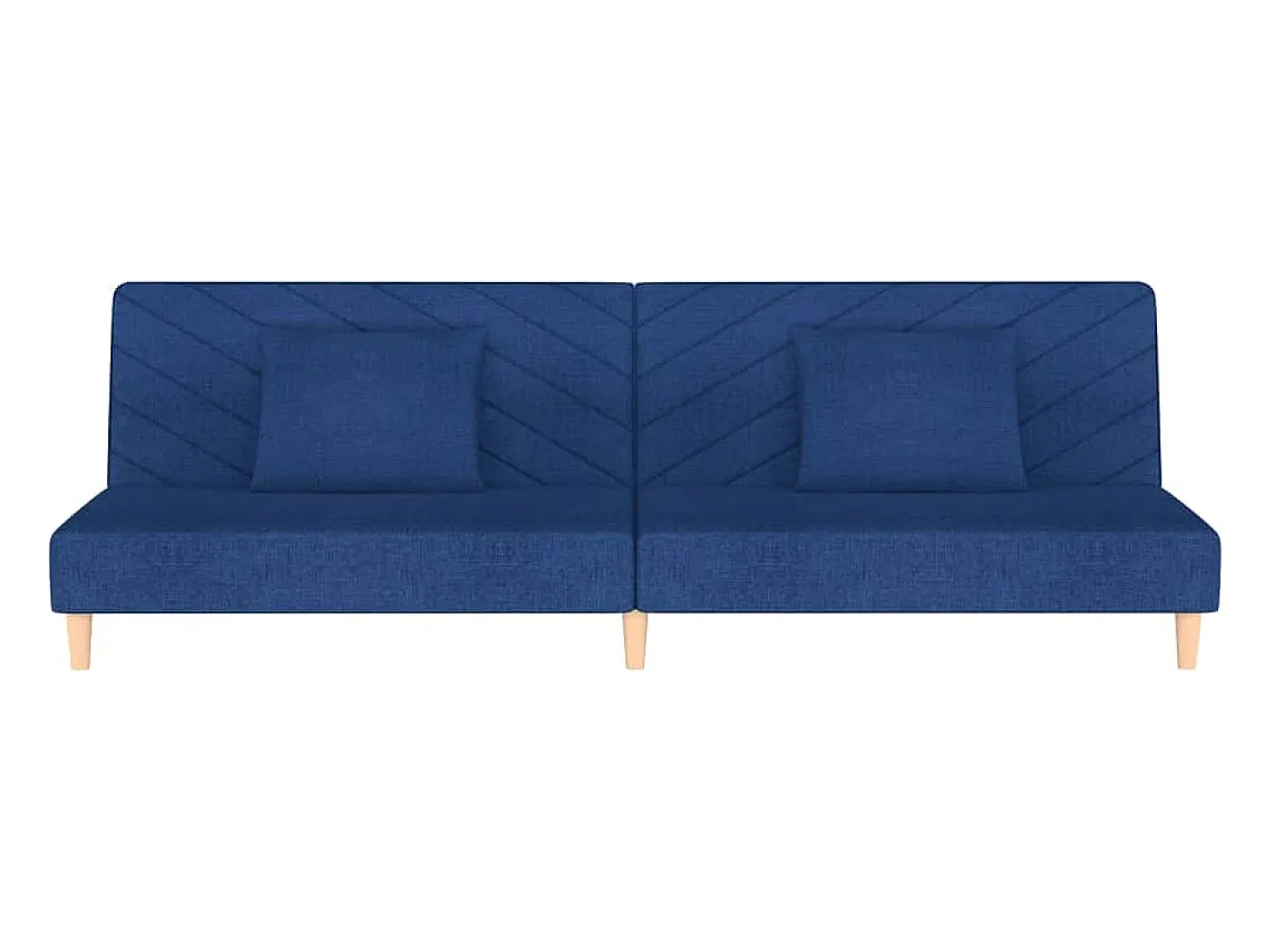 Sofá-cama 2 lugares com duas almofadas tecido azul PT562802