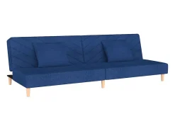 Sofá-cama 2 lugares com duas almofadas tecido azul PT562802