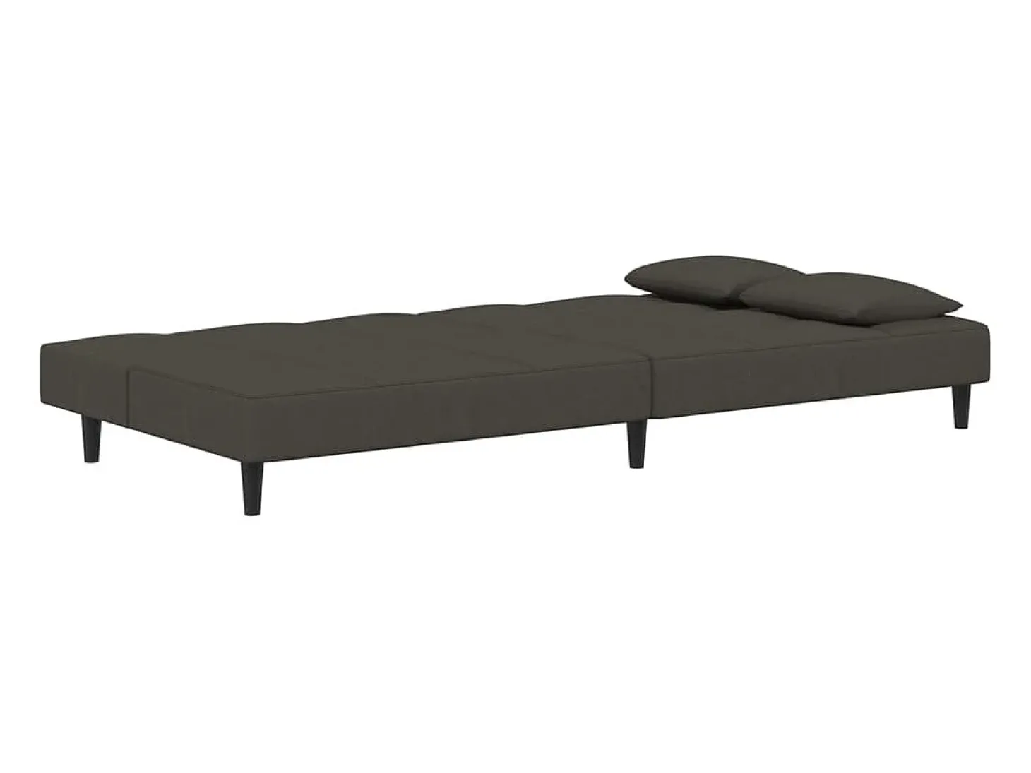 Sofá-cama 2 lugares com duas almofadas veludo cinzento-escuro