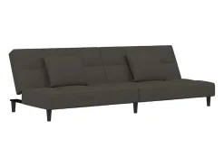 Sofá-cama 2 lugares com duas almofadas veludo cinzento-escuro