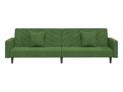 Sofá-cama 2 lugares com duas almofadas veludo verde-escuro PT578613