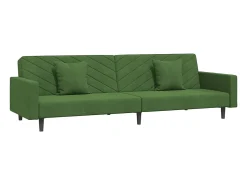Sofá-cama 2 lugares com duas almofadas veludo verde-escuro PT578613