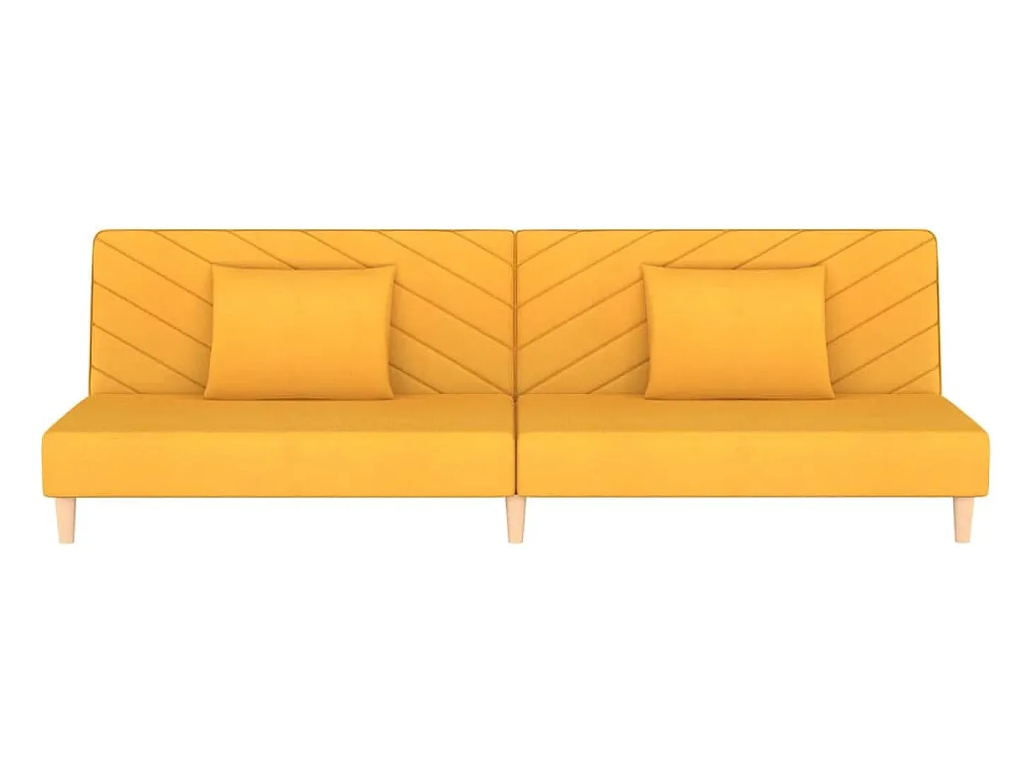 Sofá-cama 2 lugares com duas almofadas tecido amarelo PT711266