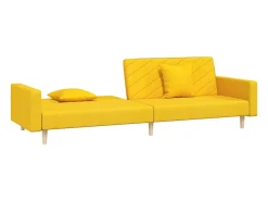 Sofá-cama 2 lugares com duas almofadas tecido amarelo PT904882