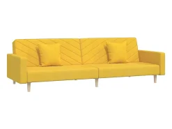 Sofá-cama 2 lugares com duas almofadas tecido amarelo PT904882