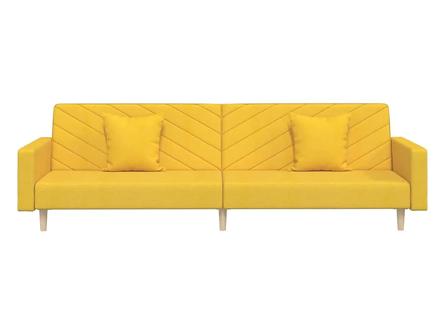 Sofá-cama 2 lugares com duas almofadas tecido amarelo PT904882