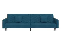 Sofá-cama 2 lugares com duas almofadas veludo azul