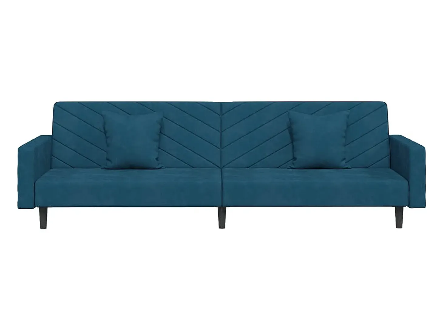 Sofá-cama 2 lugares com duas almofadas veludo azul
