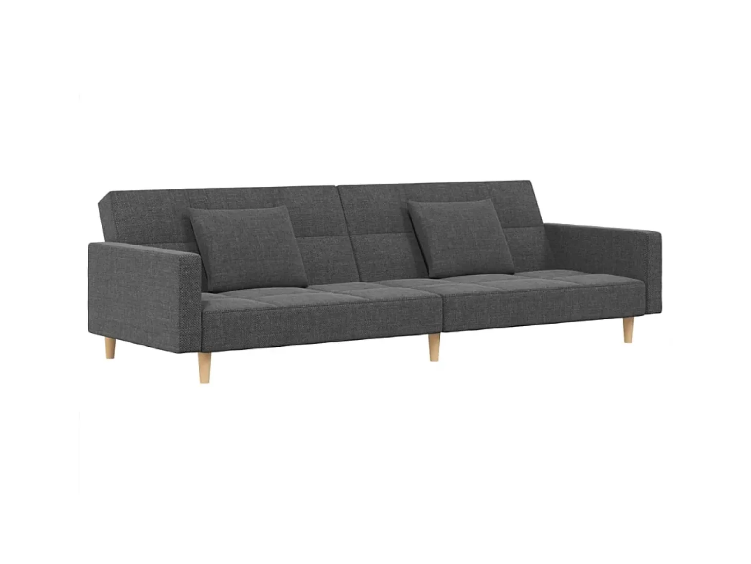 Sofá-cama 2 lugares com duas almofadas tecido cinzento-claro PT913398