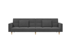 Sofá-cama 2 lugares com duas almofadas tecido cinzento-claro PT913398