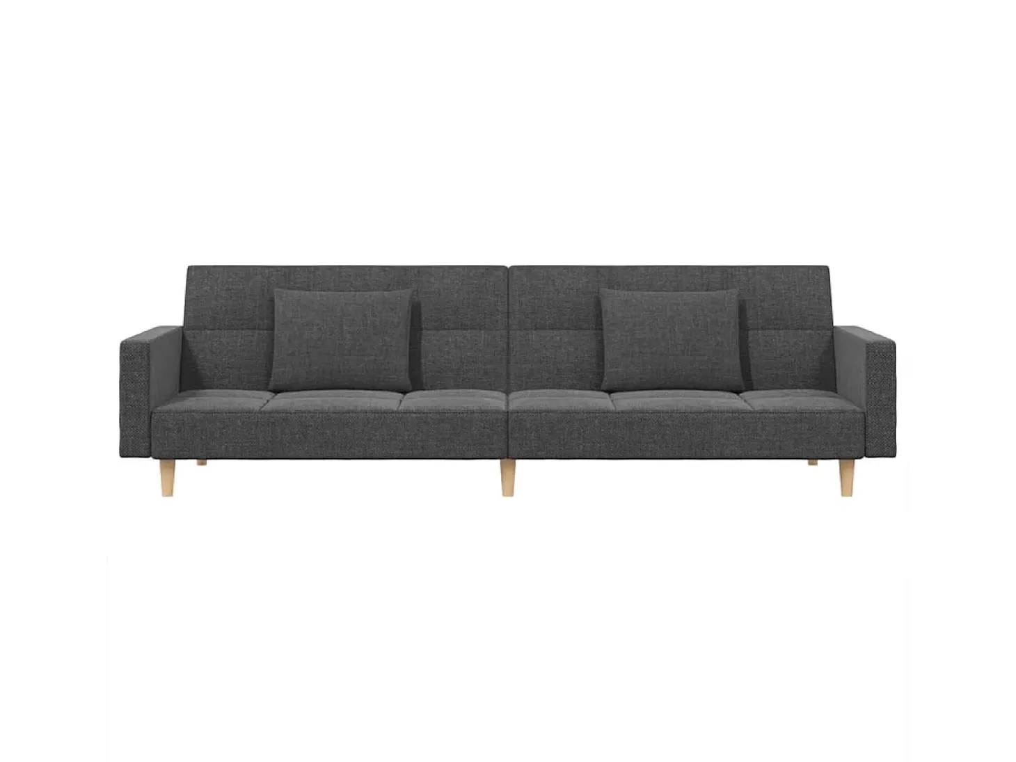 Sofá-cama 2 lugares com duas almofadas tecido cinzento-claro PT913398