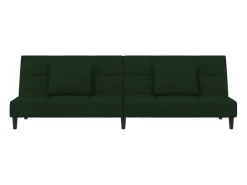 Sofá-cama 2 lugares com duas almofadas veludo verde-escuro PT831946