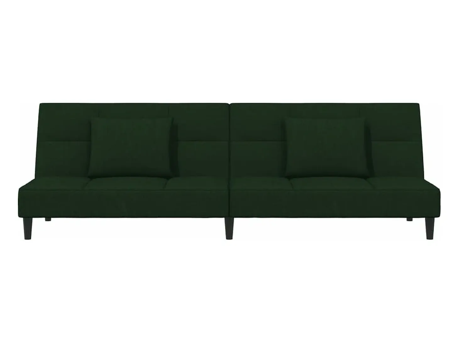 Sofá-cama 2 lugares com duas almofadas veludo verde-escuro PT831946