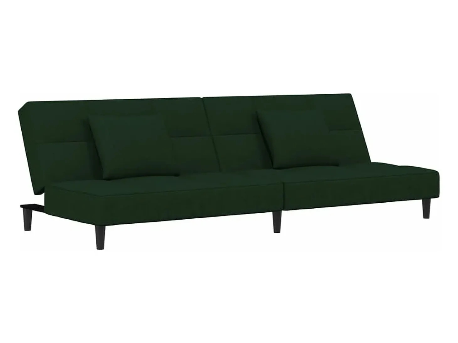 Sofá-cama 2 lugares com duas almofadas veludo verde-escuro PT831946