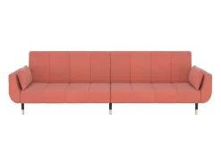 Sofá-cama 2 lugares com duas almofadas veludo rosa PT323869