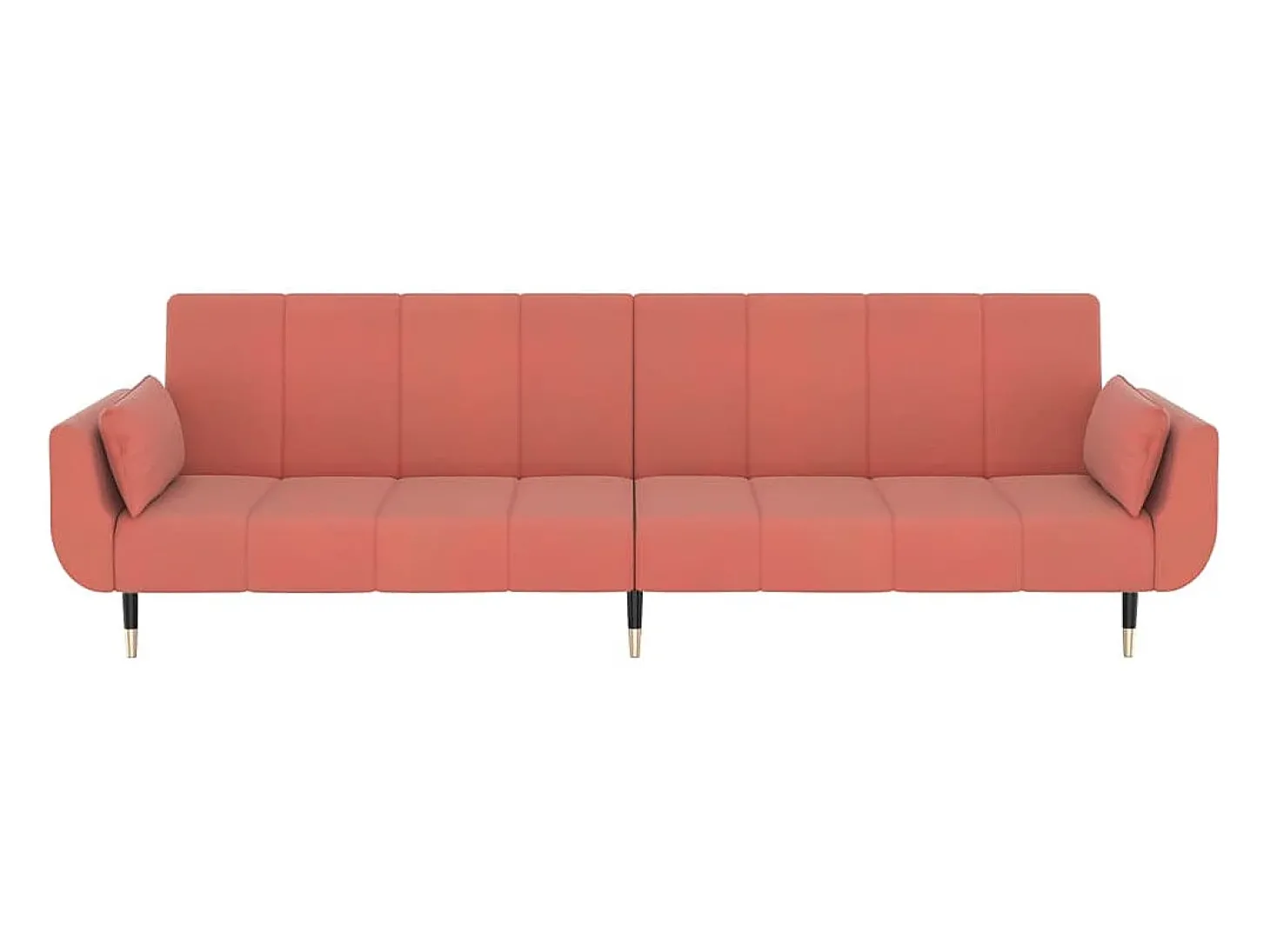 Sofá-cama 2 lugares com duas almofadas veludo rosa PT323869