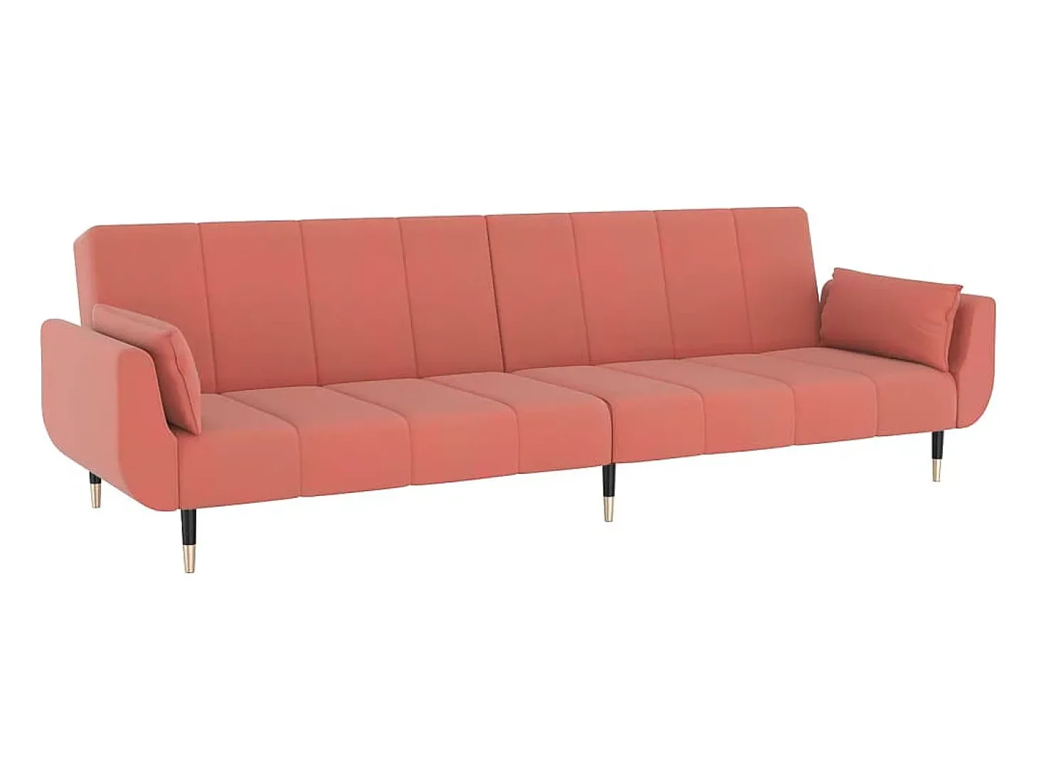 Sofá-cama 2 lugares com duas almofadas veludo rosa PT323869