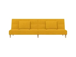Sofá-cama 2 lugares com duas almofadas tecido amarelo