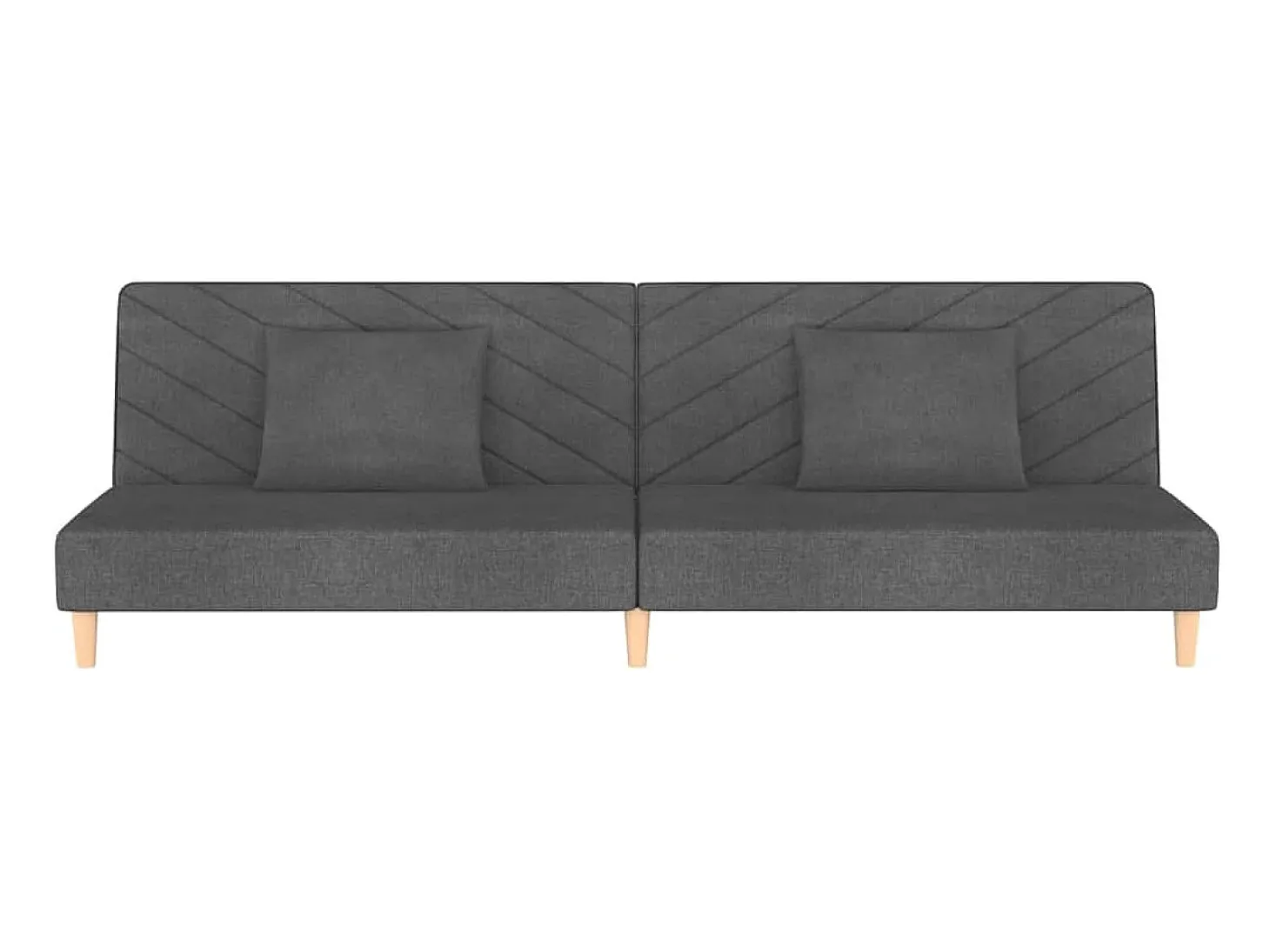Sofá-cama 2 lugares com duas almofadas tecido cinzento-escuro