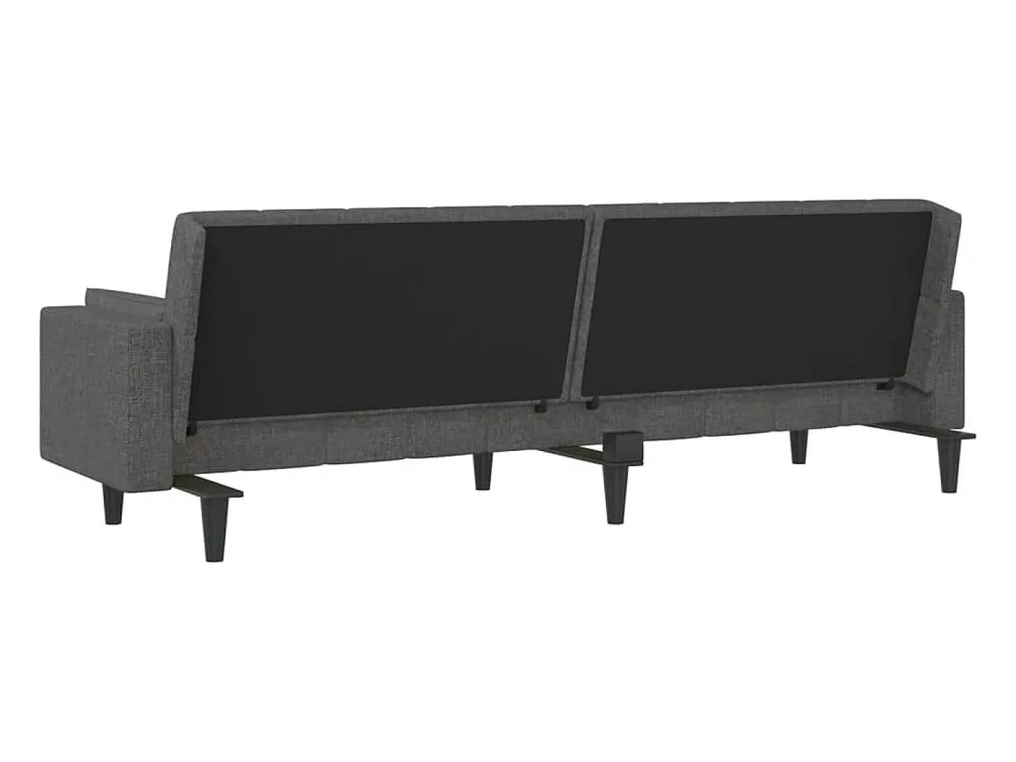 Sofá-cama 2 lugares com duas almofadas tecido cinzento-escuro