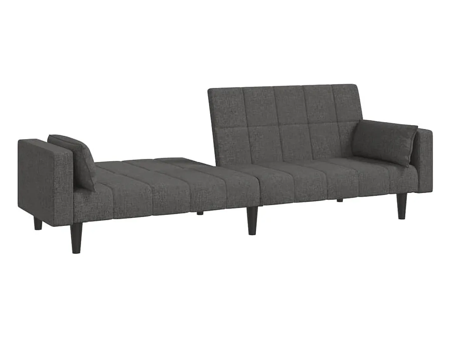Sofá-cama 2 lugares com duas almofadas tecido cinzento-escuro