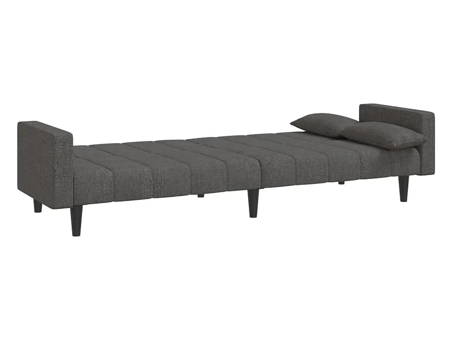 Sofá-cama 2 lugares com duas almofadas tecido cinzento-escuro