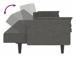 Sofá-cama 2 lugares com duas almofadas tecido cinzento-escuro