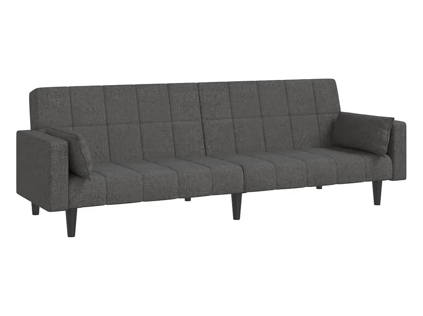 Sofá-cama 2 lugares com duas almofadas tecido cinzento-escuro