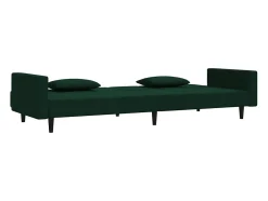 Sofá-cama 2 lugares com duas almofadas veludo verde-escuro PT525331