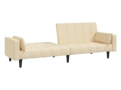 Sofá-cama 2 lugares com duas almofadas tecido cor creme PT799450