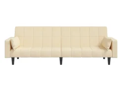 Sofá-cama 2 lugares com duas almofadas tecido cor creme PT799450