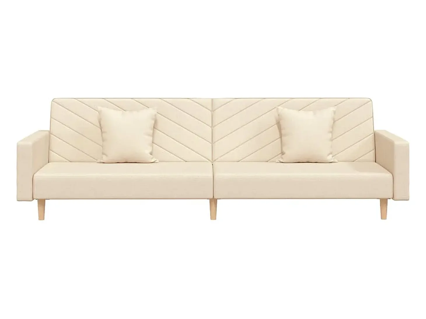 Sofá-cama 2 lugares com duas almofadas tecido cor creme PT932379