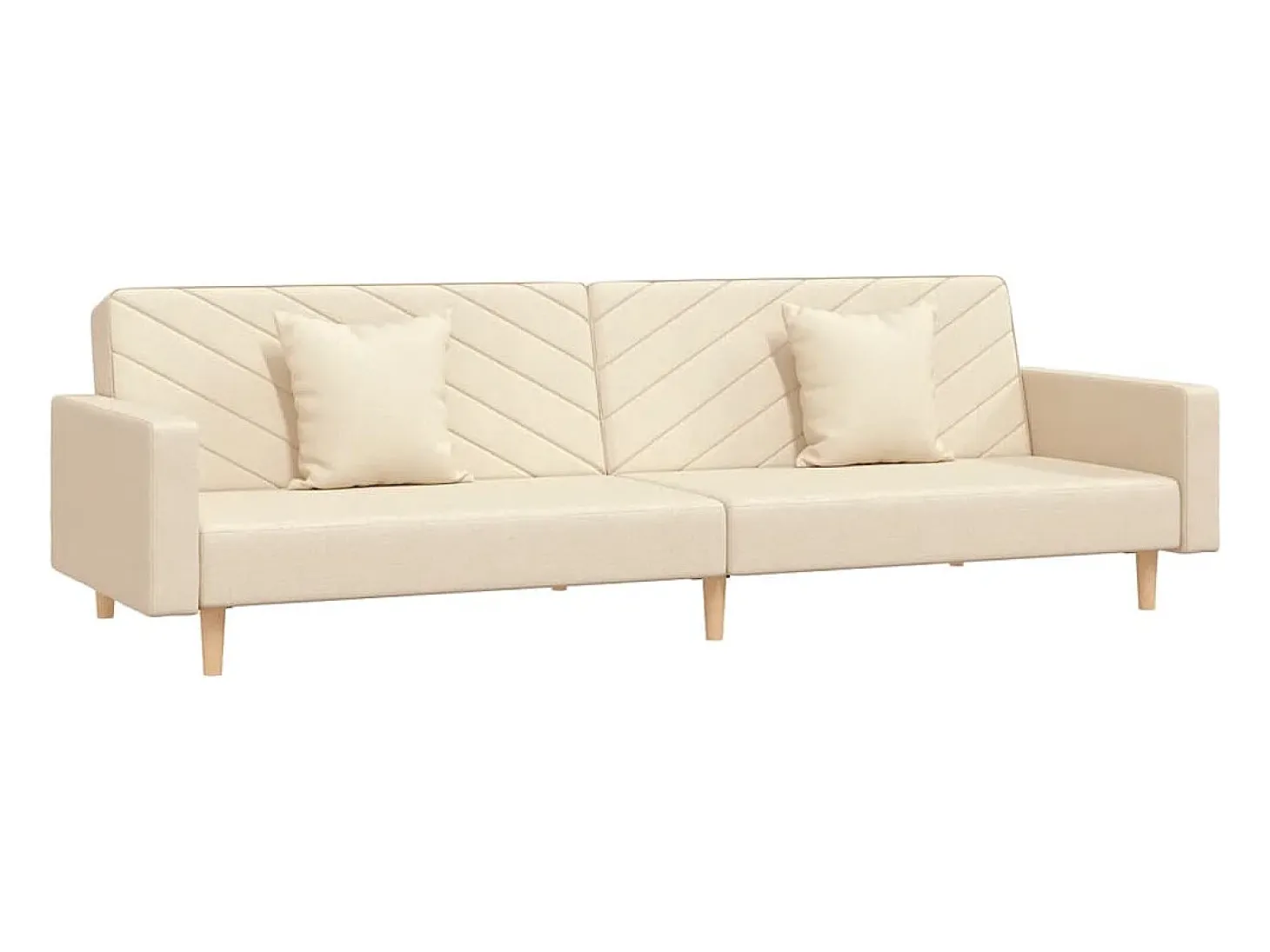Sofá-cama 2 lugares com duas almofadas tecido cor creme PT932379