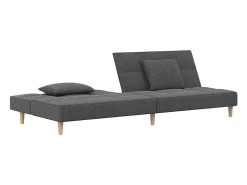 Sofá-cama 2 lugares com duas almofadas tecido cinzento-claro PT892082