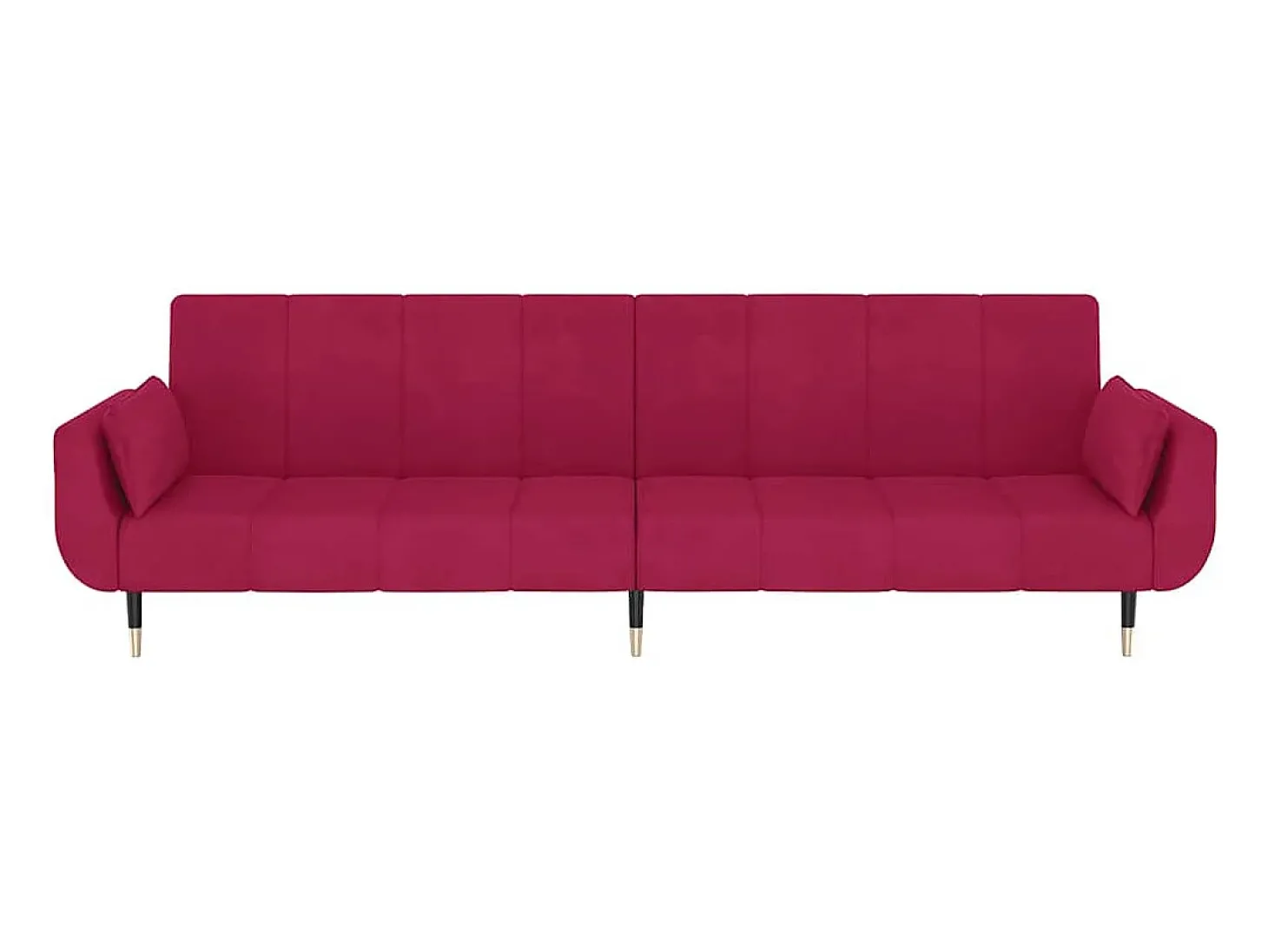 Sofá-cama 2 lugares com duas almofadas veludo vermelho tinto