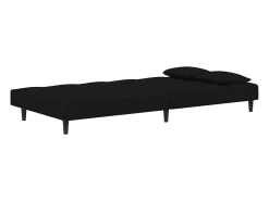 Sofá-cama 2 lugares com duas almofadas veludo preto