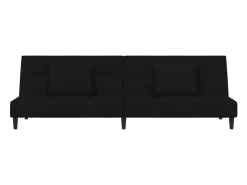 Sofá-cama 2 lugares com duas almofadas veludo preto