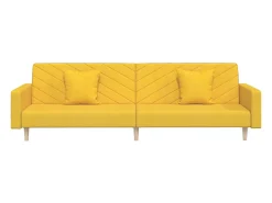 Sofá-cama 2 lugares com duas almofadas tecido amarelo