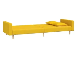 Sofá-cama 2 lugares com duas almofadas tecido amarelo