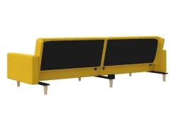 Sofá-cama 2 lugares com duas almofadas tecido amarelo