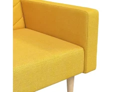 Sofá-cama 2 lugares com duas almofadas tecido amarelo